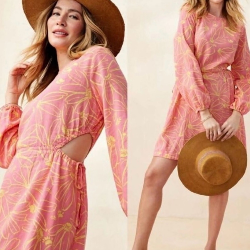 Floral Pink and Yellow Women's Swim Cover-Up